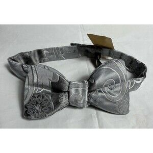 Ermenegildo Zegna NWT Made In Italy Silk Patterned Bow Tie Adjustable Mens